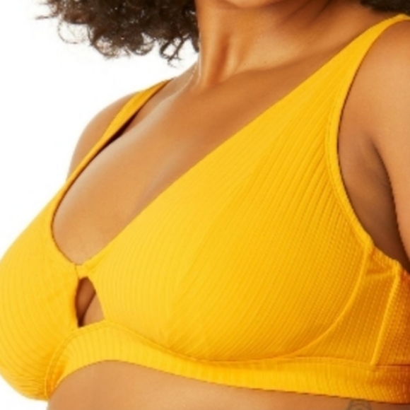 Bikini Top Ribbed Keyhole Plus Size stretchy Soft Vibrant color rich texture - Picture 4 of 15